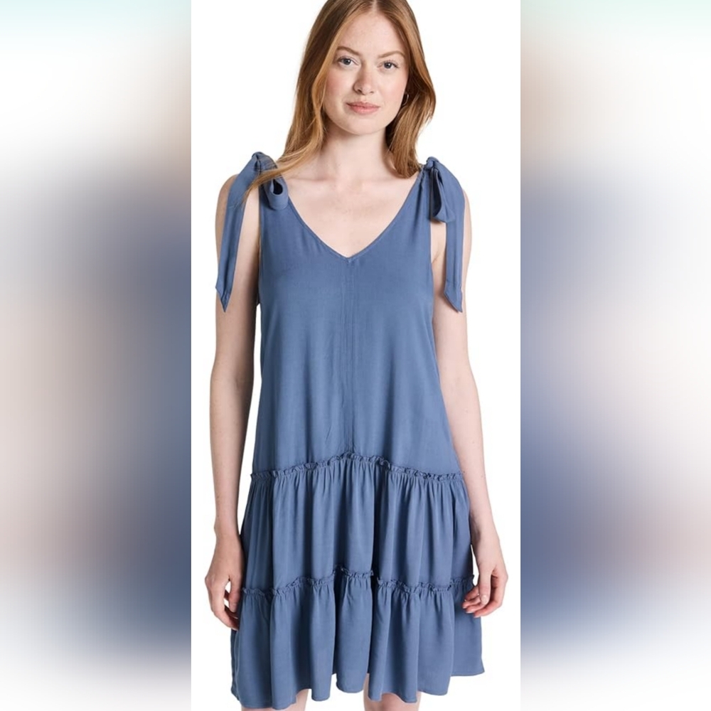 Splendid Carolina Sleeveless Tie Knot Strap Dress Blue Small